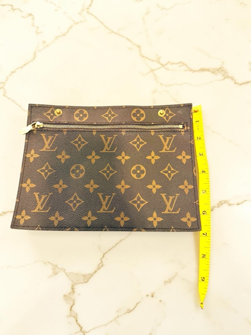 Louis Vuitton Brown Monogram Canvas Neverfull Pouch with Gold Hardware - Picture 8 of 9